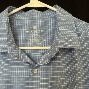 NWT Mack Weldon Blue Check Dress Shirt, L